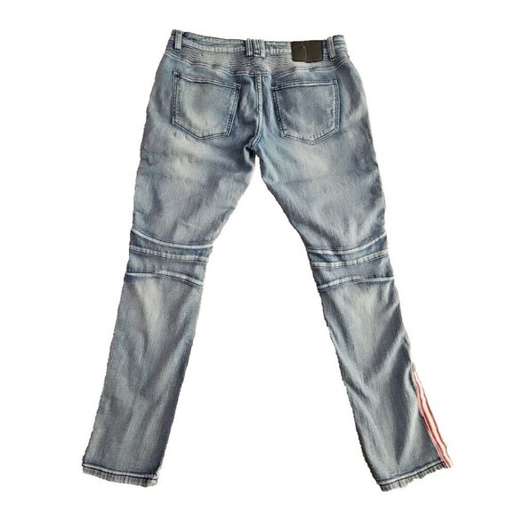 Rue21 Premium Jeans Men's 32x34 Skinny Supreme Flex Distressed Racing Stripe - Picture 3 of 16
